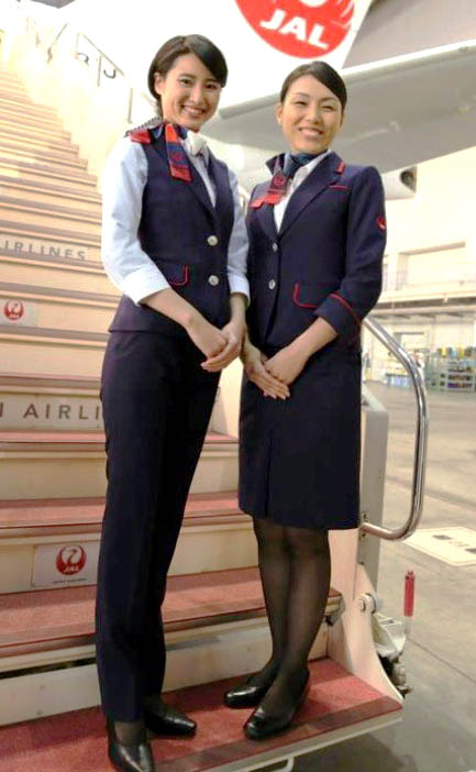 Japan Airways cabin crews in uniforms