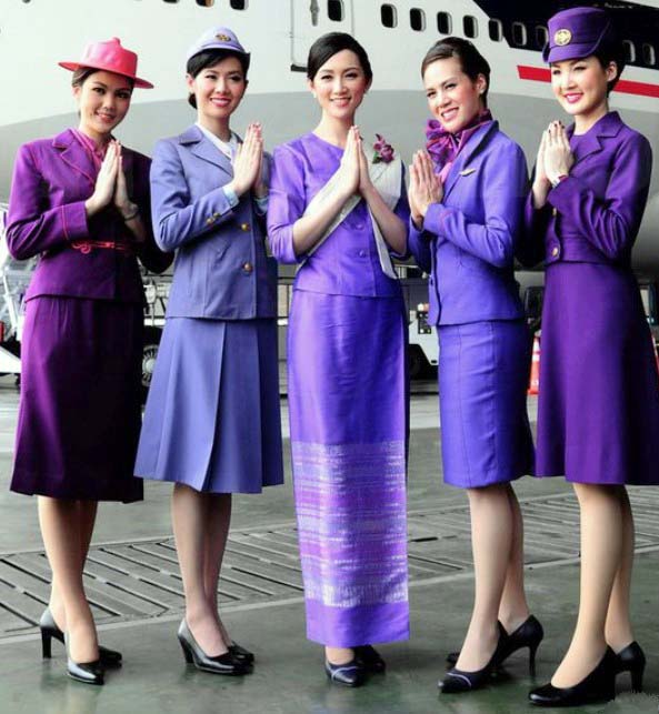 Thai Airways cabin crews in uniforms